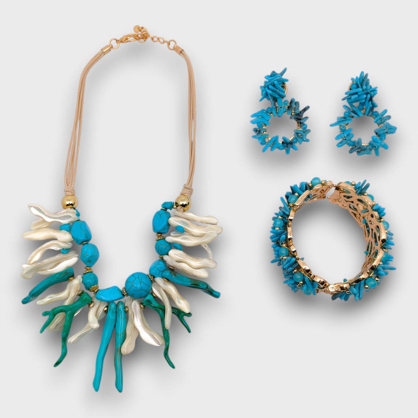 Set “Onda Preziosa” - Collana + Bracciale + Orecchini (3 Varianti Colore)