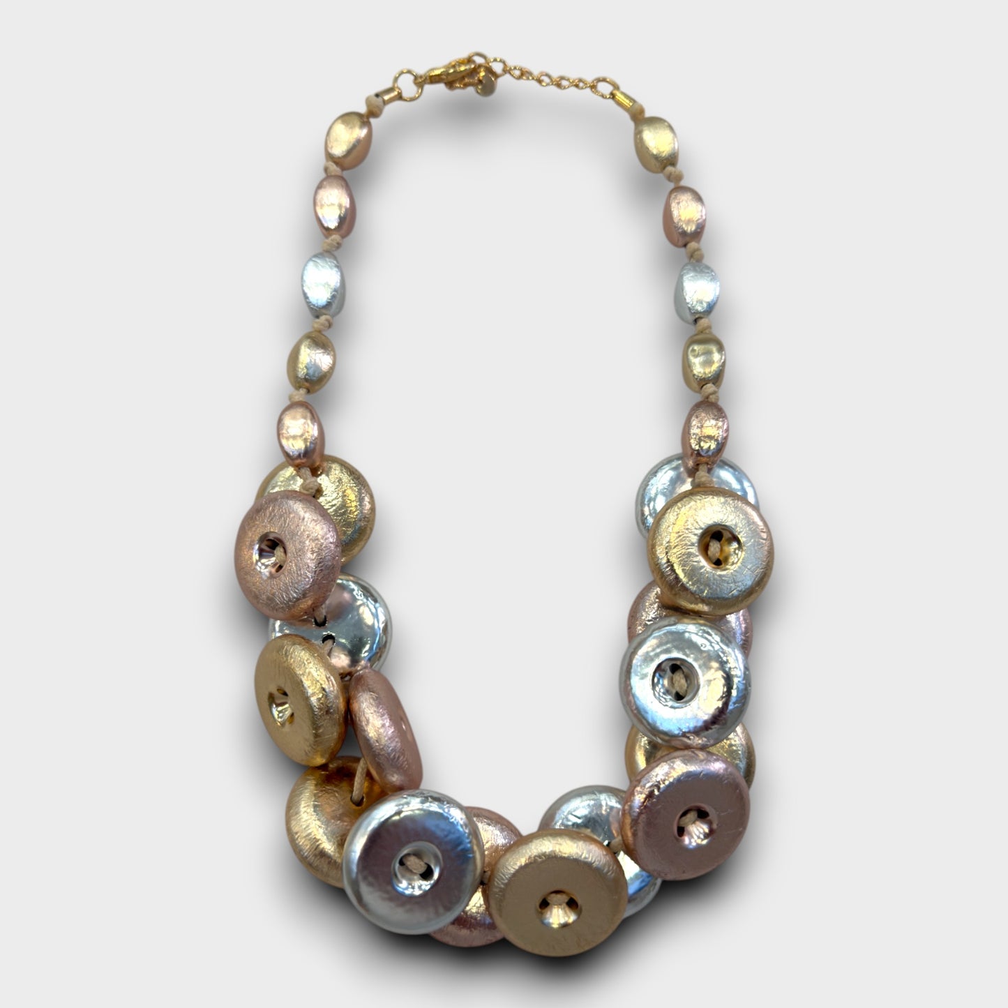 Collana Cerchio Lucente – Oro, Argento, Multicolore
