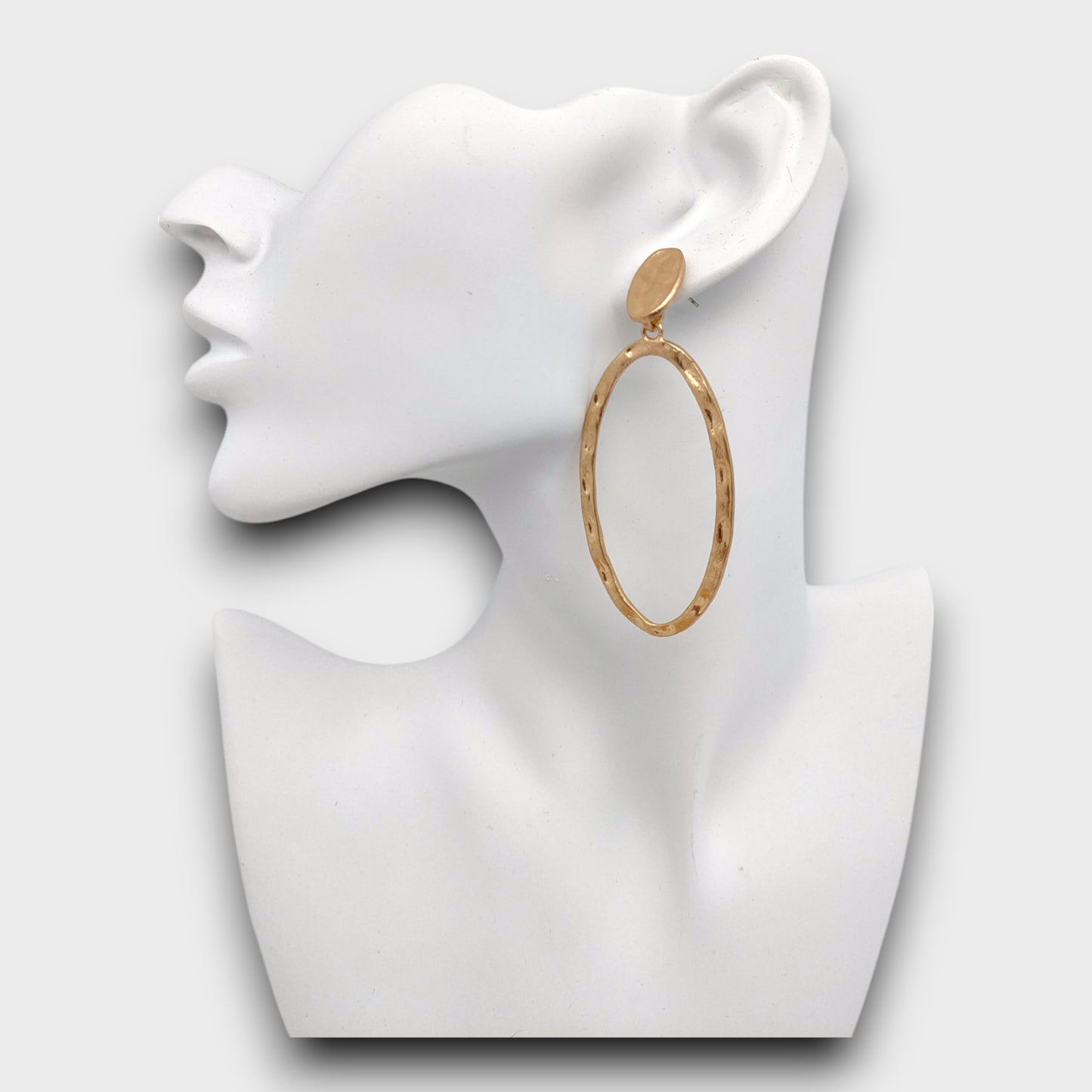 Orecchini Ovali Martellati - Argento & Oro