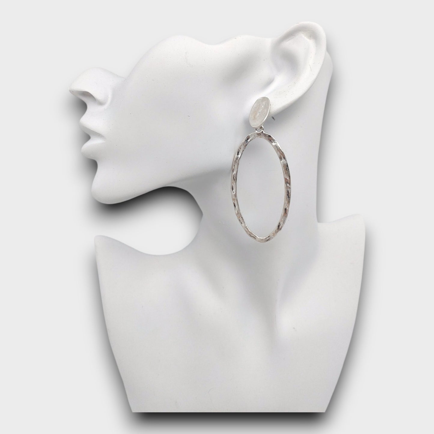 Orecchini Ovali Martellati - Argento & Oro