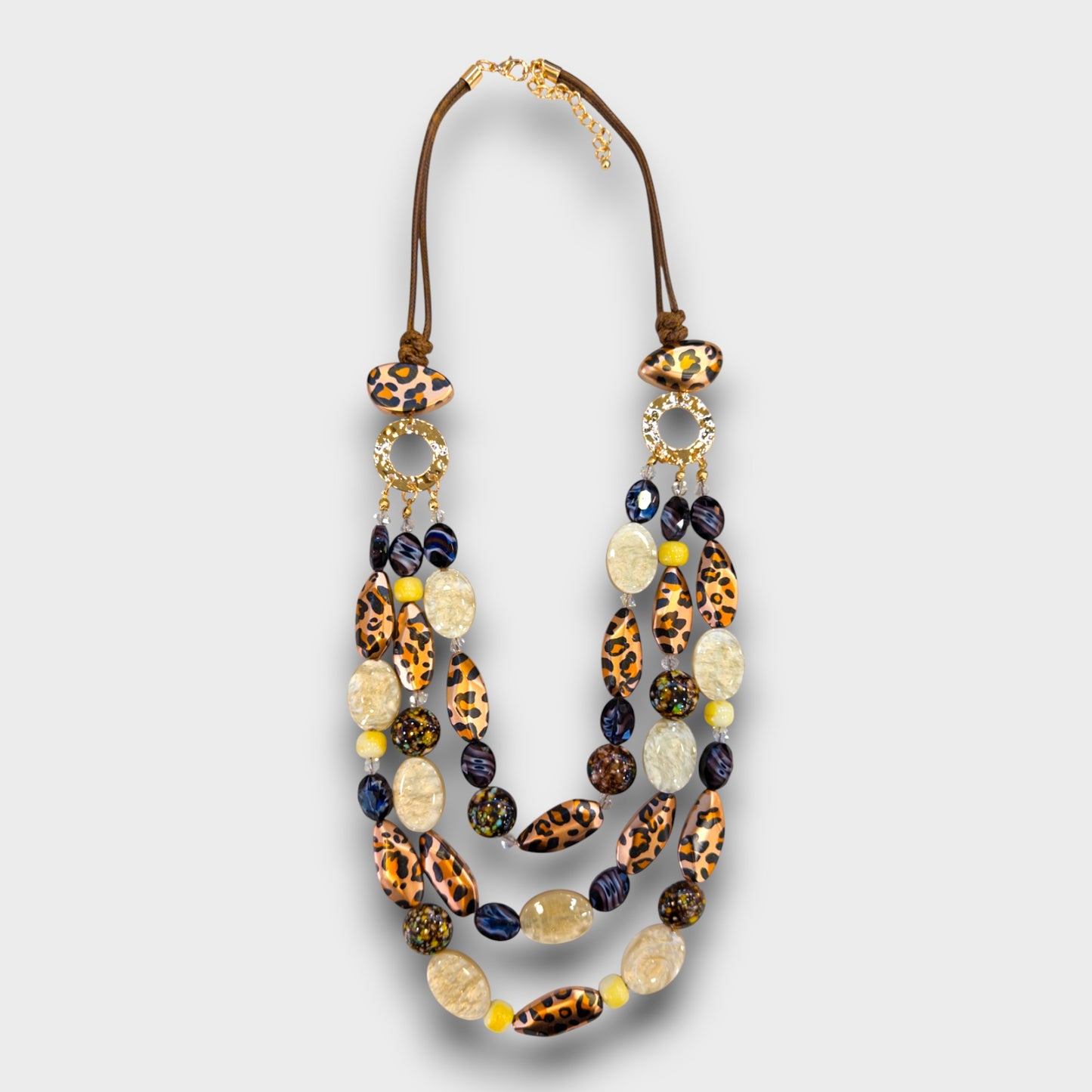 Collana Multistrato Animalier e Perle Colorate