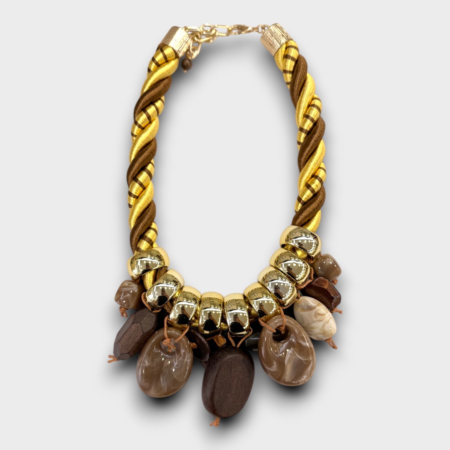 Collana Nodo Dorato con Pietre Naturali