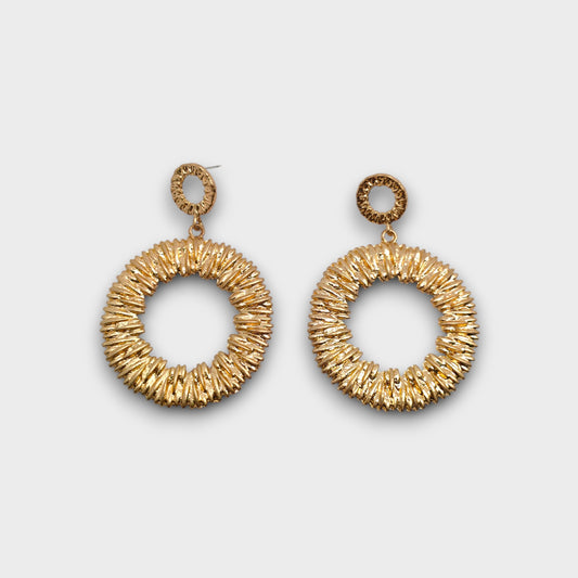 Orecchini Cerchio Raggiante – Oro e Argento