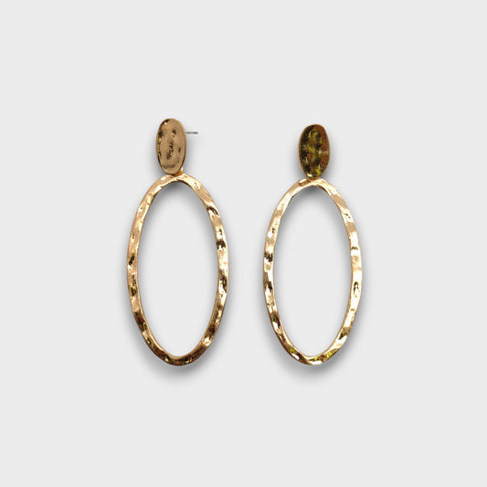 Orecchini Ovali Martellati - Argento & Oro