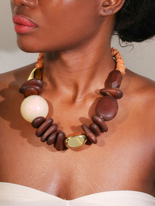 Collana Cuore Dorato con Fiore e Perle – Fantasia Animalier