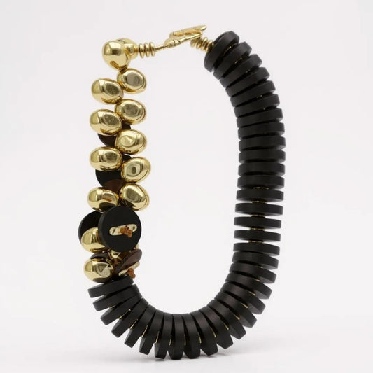 Collana Tribale con Dettagli Dorati – Marrone / Nero