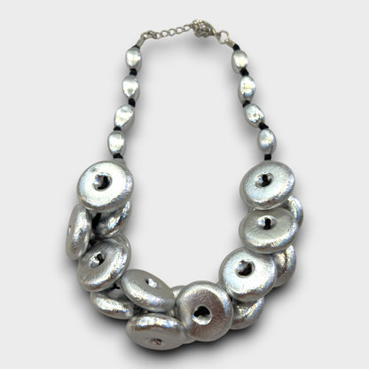 Collana Cerchio Lucente – Oro, Argento, Multicolore