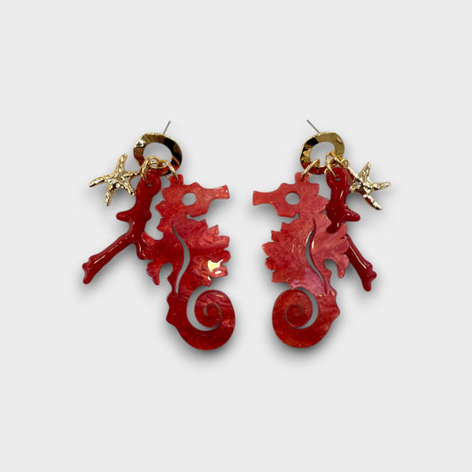 Orecchini Cavalluccio Marino – Corallo Rosso & Charms Marini
