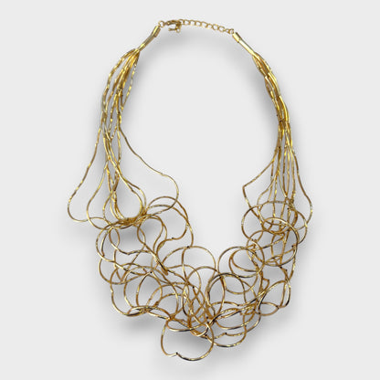 Collana Scultura Metallica – Disponibile in Oro, Argento e Tricolore