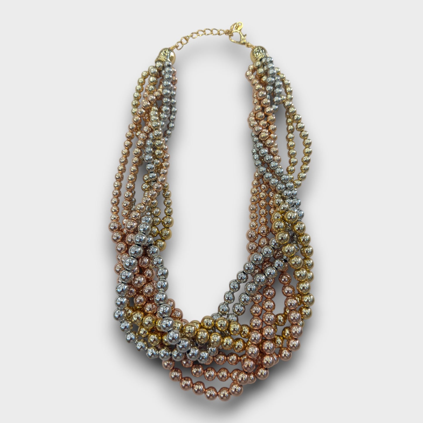 Collana Maxi Perle Metalliche – Oro, Argento o Tricolore