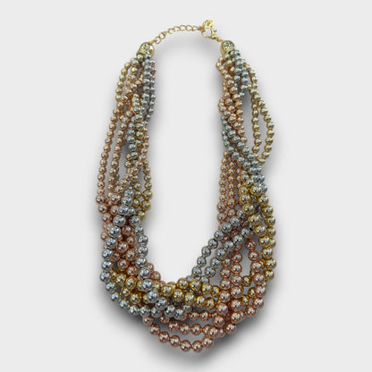 Collana Maxi Perle Metalliche – Oro, Argento o Tricolore