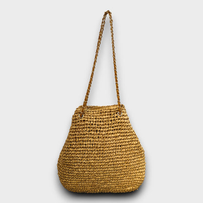 Borsa Intrecciata a Spalla con Tracolla a Catena – Eleganza Naturale