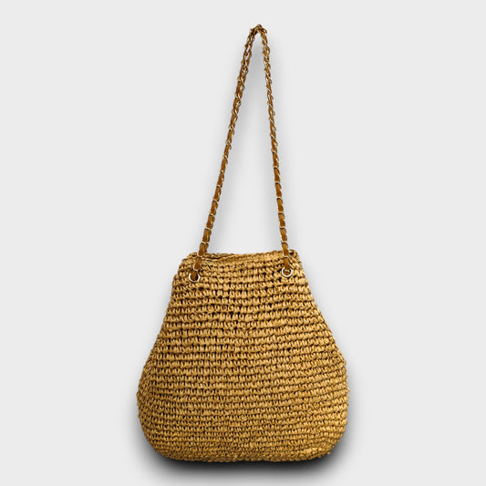 Borsa Intrecciata a Spalla con Tracolla a Catena – Eleganza Naturale