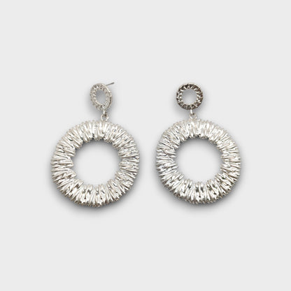 Orecchini Cerchio Raggiante – Oro e Argento