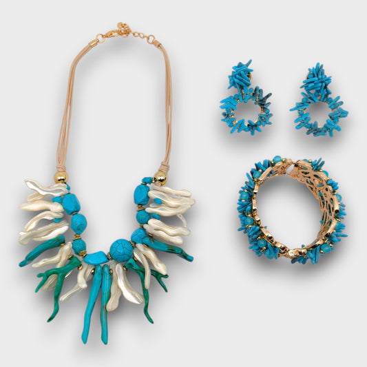 Set “Onda Preziosa” - Collana + Bracciale + Orecchini (3 Varianti Colore)