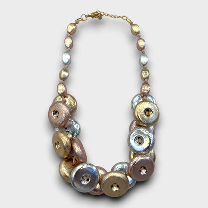 Collana Cerchio Lucente – Oro, Argento, Multicolore