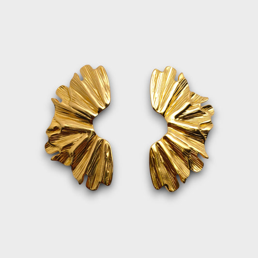 Orecchini Ventaglio Scultoreo – Oro & Argento