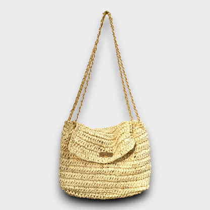 Borsa Tracolla Intrecciata con Doppia Catena – Stile Eleganza Naturale