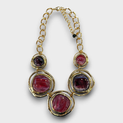 Collana Cerchio Astratto con Pietre Colorate – 4 Varianti