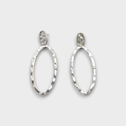 Orecchini Ovali Martellati - Argento & Oro