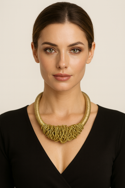 Collana Tubolare Intrecciata – Oro & Argento