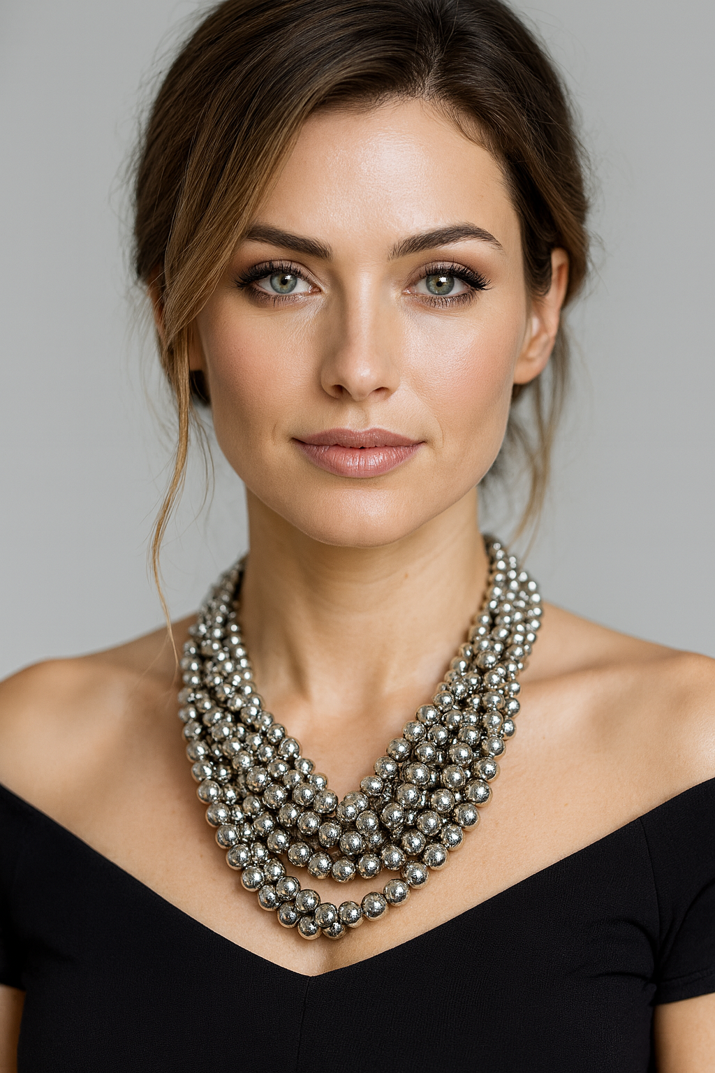 Collana Maxi Perle Metalliche – Oro, Argento o Tricolore