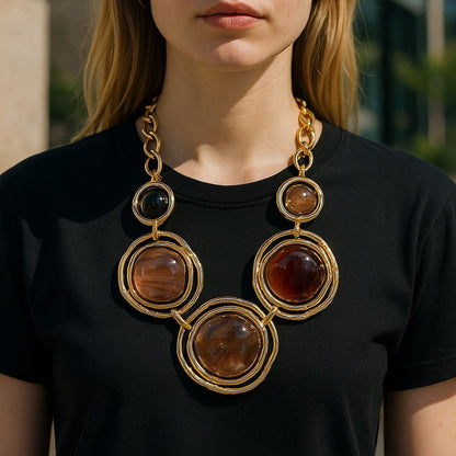 Collana Cerchio Astratto con Pietre Colorate – 4 Varianti