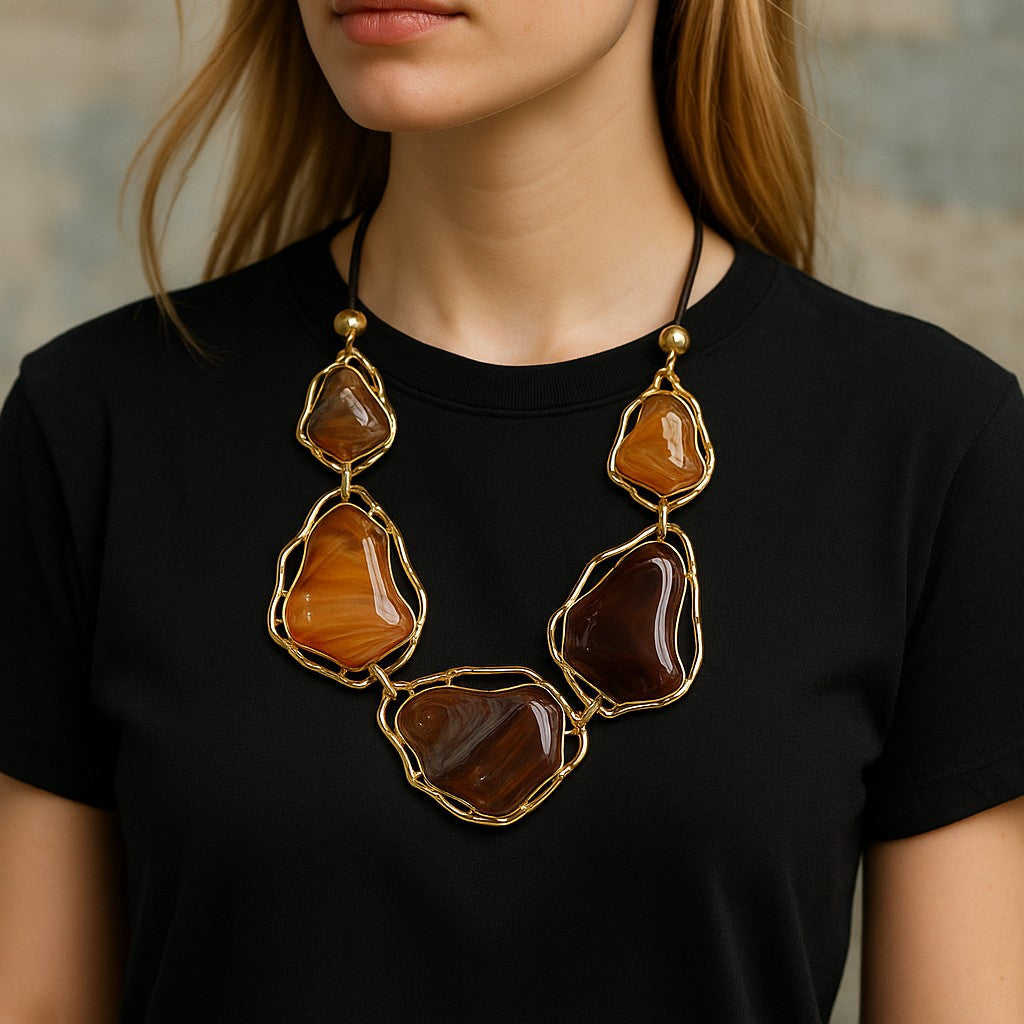 Collana Pietre Irregolari - Marrone o Nero
