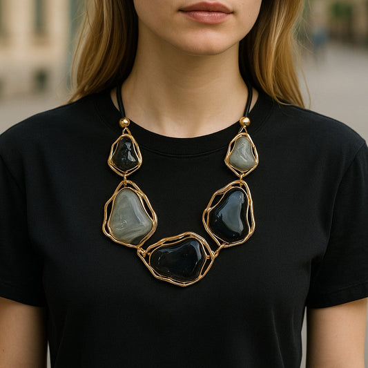 Collana Pietre Irregolari - Marrone o Nero