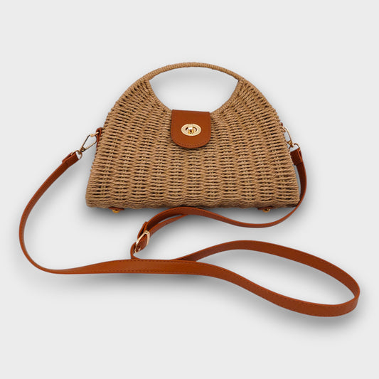 Borsa Trapezio Intrecciata – Stile Vintage con Tracolla Regolabile