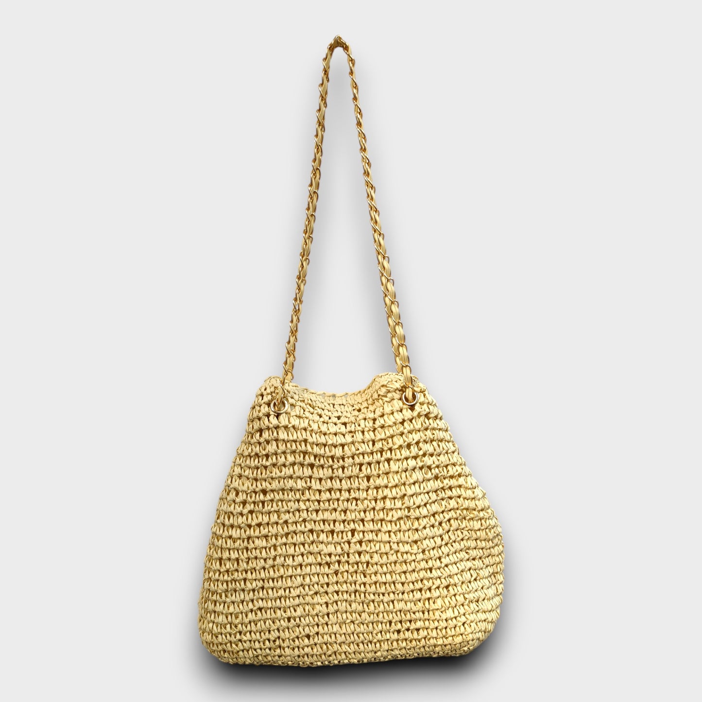 Borsa Intrecciata a Spalla con Tracolla a Catena – Eleganza Naturale