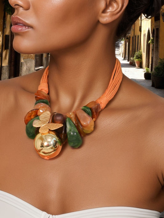 Collana Frutto Dorato – Energia Tropicale e Gusto Glam 🍊✨