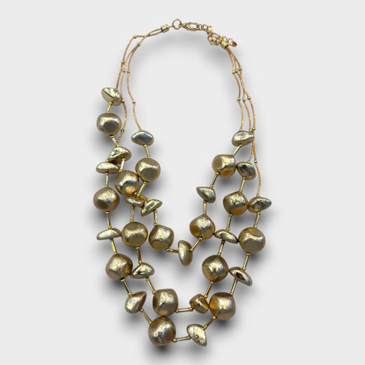 Collana Petra Scultorea - Oro / Argento / Rame Multicolor