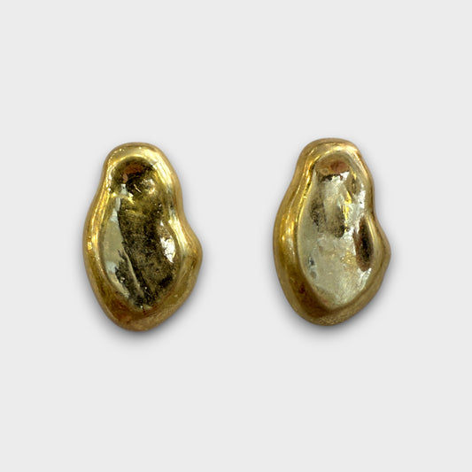 Orecchini Forma Irregolare – Finitura Grezza in Oro o Argento