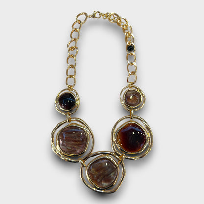 Collana Cerchio Astratto con Pietre Colorate – 4 Varianti