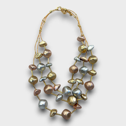Collana Petra Scultorea - Oro / Argento / Rame Multicolor