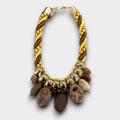 Collana Nodo Dorato con Pietre Naturali